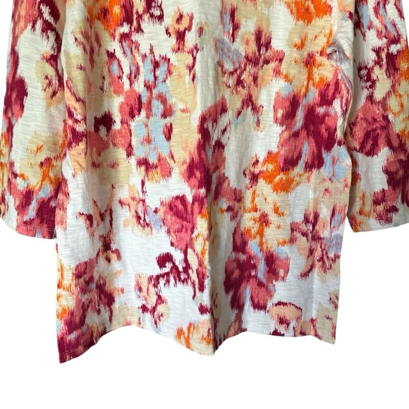 Chico’s Floral T-Shirt 3/4 Sleeves Crew Neck Casual Women's Size Large - Picture 8 of 14